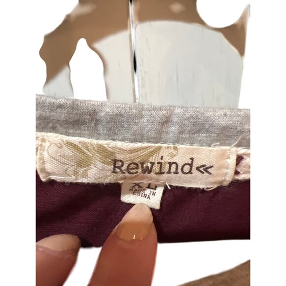 Rewind Floral T-Shirt Women's XL Mixed Media Poly Bl Sporty - Picture 3 of 8